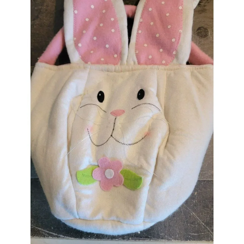 Pink plush‎ Easter Bunny basket flower decor